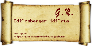 Günsberger Márta névjegykártya
